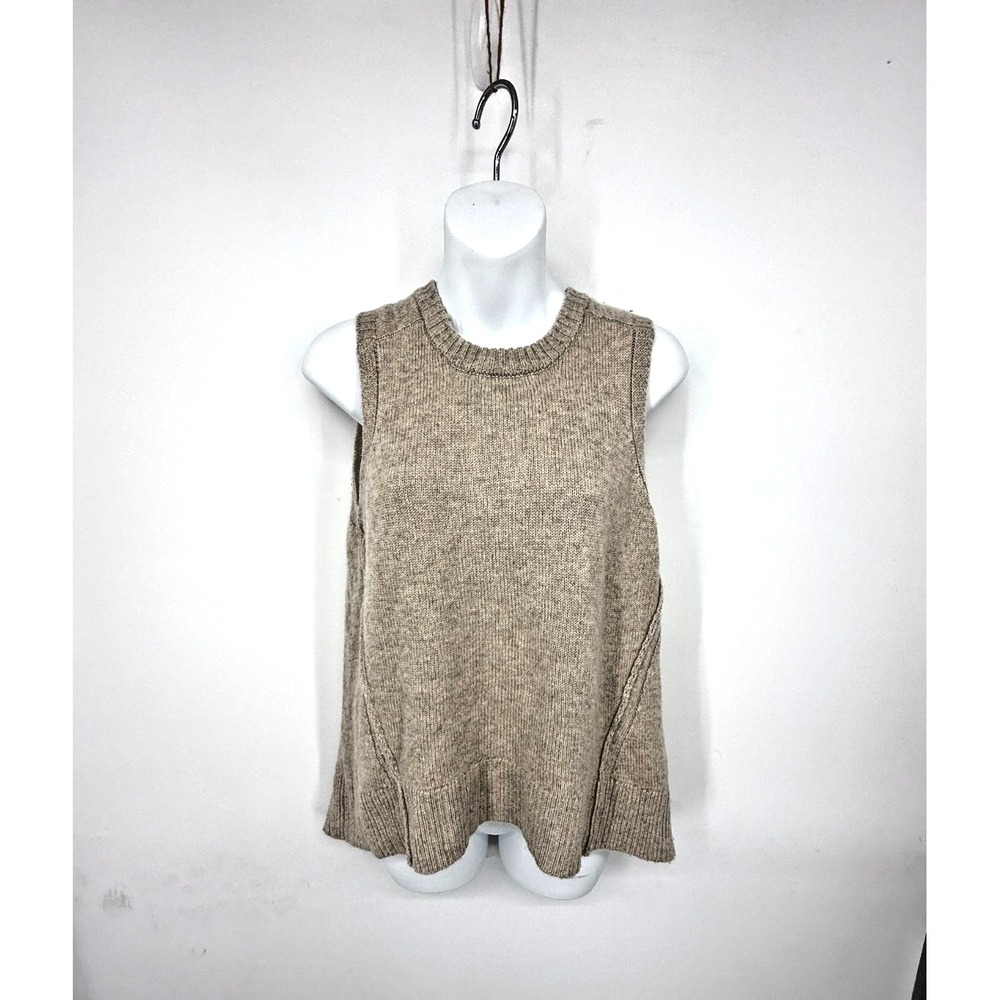 Brochu Walker Split Back Sweater Womens S Wool Cashmere Crewneck Neutral Basic